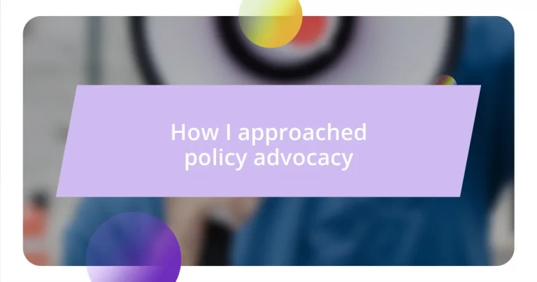 How I approached policy advocacy