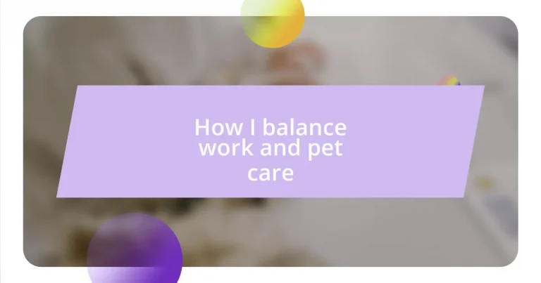 How I balance work and pet care