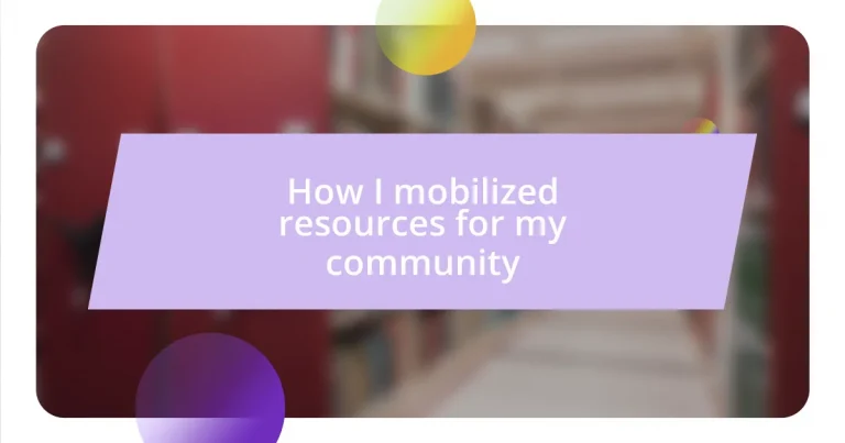 How I mobilized resources for my community