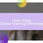 How I Used Clicker Training Effectively