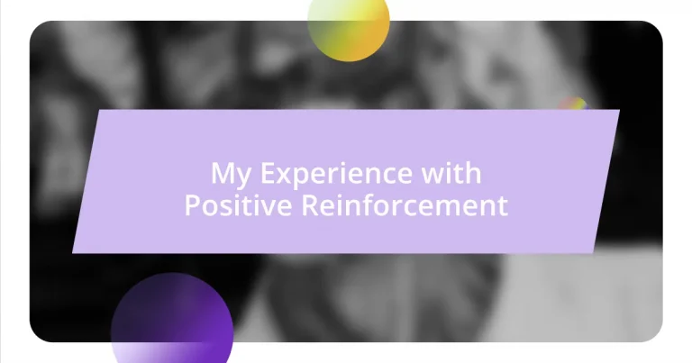 My Experience with Positive Reinforcement