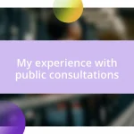 My experience with public consultations