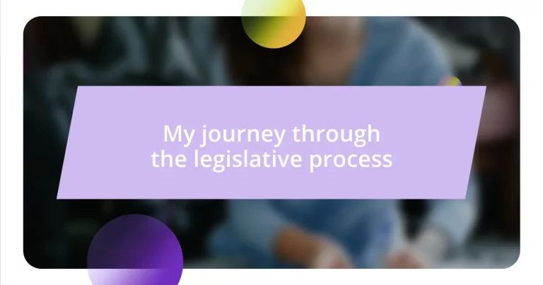 My journey through the legislative process