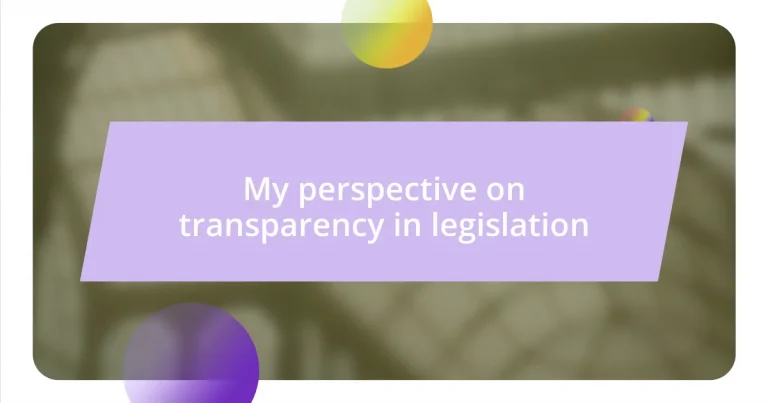 My perspective on transparency in legislation