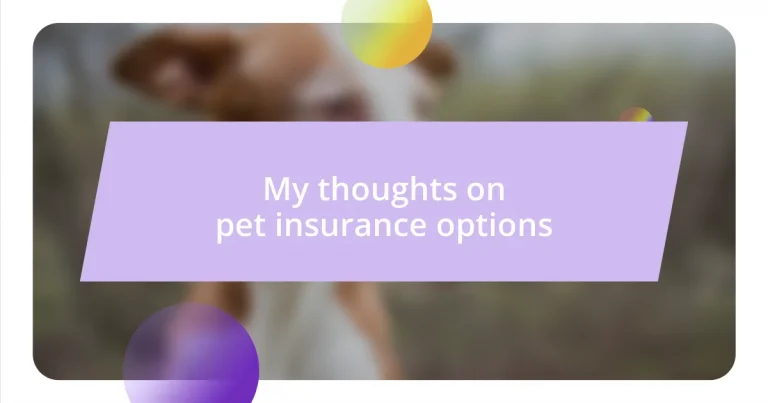 My thoughts on pet insurance options