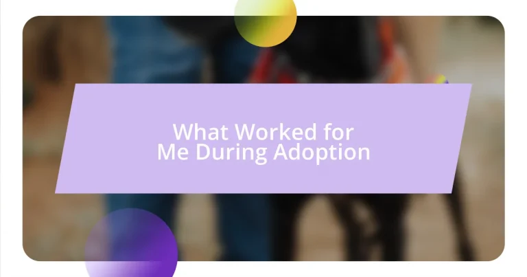 What Worked for Me During Adoption